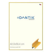 DANTIK rámeček 42 × 59,4, ALU profil 6030 Dýha barevný žlutý plexi čiré