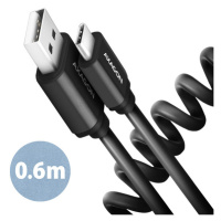 AXAGON BUCM-AM10TB, TWISTER kabel USB-C <-> USB-A, 0.6m, USB 2.0, 3A, ALU, tpe, černý