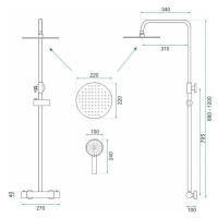 REA Sprchový set s baterií 150mm s termostatem PAROT kartáčovaná zlatá REA-P2323