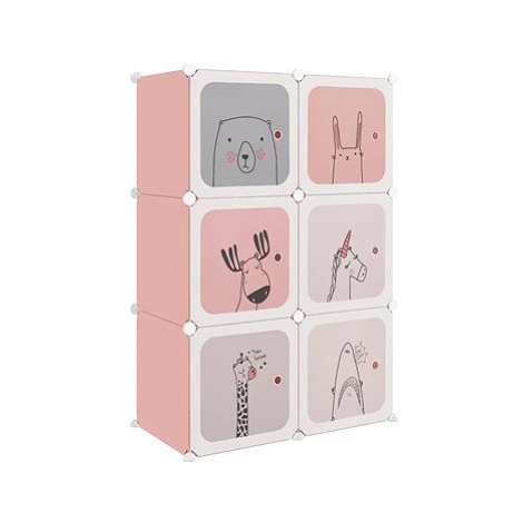 SHUMEE Dětská modulární skříň s 6 úložnými boxy růžová PP