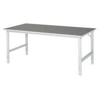 RAU Pracovní stůl, výškově přestavitelný, 760 - 1080 mm, deska z linolea, š x h 2000 x 1000 mm, 