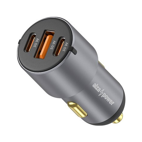 AlzaPower Car Charger P550 USB + USB-C Power Delivery 30W šedá