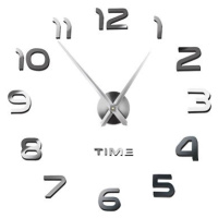 Ruhhy Designové 3D nalepovací hodiny 22143, 130 cm stříbrné