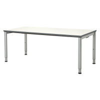 mauser Obdélníkový stůl s nohami z kruhové trubky, v x š 650 - 850 x 1800 mm, deska bílá, podsta