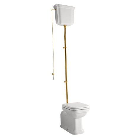 WALDORF WC mísa s nádržkou, spodní/zadní odpad, bílá-bronz WCSET20-WALDORF KERASAN