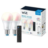 WiZ SET 2x LED žárovka E27 A60 8W (60W) 806lm 2200-6500K RGB IP20, stmívatelná + ovladač