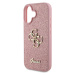 Zadní kryt Guess PU Fixed Glitter 4G Metal Logo pro Apple iPhone 16, růžová