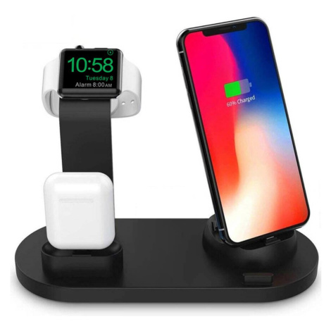 WD-03 | Dokovací stanice pro Apple iPhone Airpods Watch | 15W bezdrátová nabíječka | 3 konektory Interlook