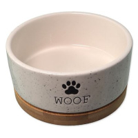 Miska DF keramická bílá WOOF s podtáckem 13x5,5cm, 400ml