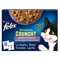 FELIX Sensations Crunchy v želé s křupavými kousky, výběr se zeleninou, 10 × 85 g + křupavé kous