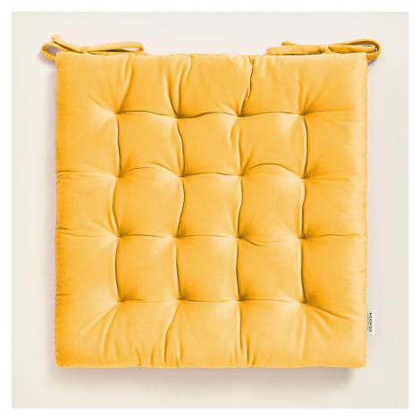 Luxusní žlutý velurový polštář na židli 40x40 cm
