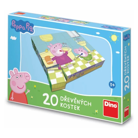 Dřevěné kostky Peppa Pig Veselý den Dino