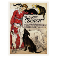 Obrazová reprodukce Clinique Cheron, Cats & Dogs (Distressed Vintage French Poster) - Théophile 