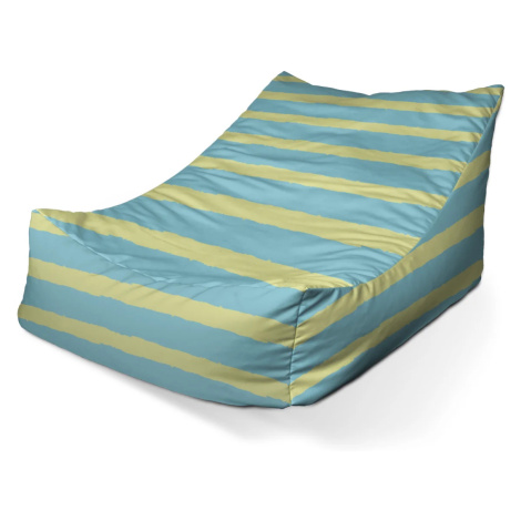 Sedací vak Lounge Modrožluté pruhy - 120 x 100 x 80 cm