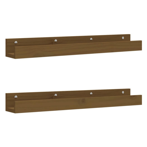 vidaXL Nástěnné police 2 ks medově hnědé 80x12x9 cm masivní borovice
