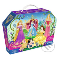 Princezné Disney (Puzzle 70 glitter v kufríku) - puzzle z kategorie 60 - 300 dílků