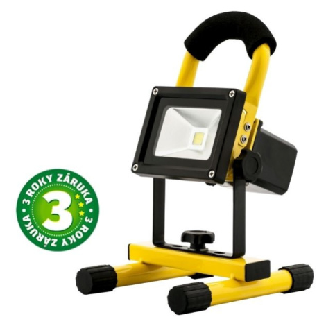 Prémiový přenosný nabíjecí LED reflektor 10W 560lm, studená, stmívatelný vypínačem, 3 roky