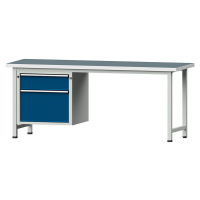 ANKE Dílenský stůl s rámovou konstrukcí, 2 zásuvky, univerzální deska, šířka 2000 mm