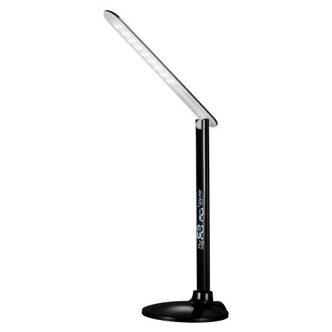 Aluminor LED stolní lampa Success s hodinami, černá