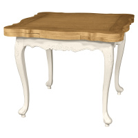 Estila Rozkládací provence čtvercový jídelní stůl vyrezávaný Preciosa v bílé barvě s přírodně hn
