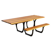 PROCITY Sestava stolu a laviček SEVILLA, délka 2000 mm, posunutá noha stolu, černá / světlý dub