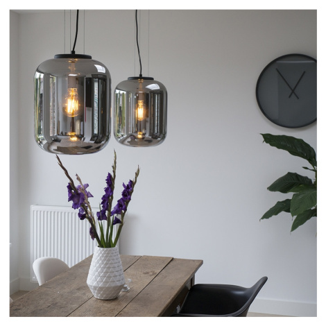 Sada 2 designových závěsných lamp černých s kouřovým sklem - Bliss QAZQA