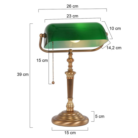 Steinhauer Stolní lampa Ancilla, stínidlo sklo, bronz/zelená Steinhauer BV