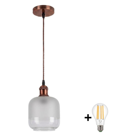 Brilagi - LED Lustr na lanku RETRO GLASS 1xE27/60W/230V pr. 14 cm měděná/bílá NSTK7779+AI0179