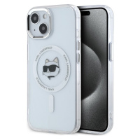 Karl Lagerfeld IML Choupette Head Metal Frame MagSafe zadní kryt iPhone 15 čirý