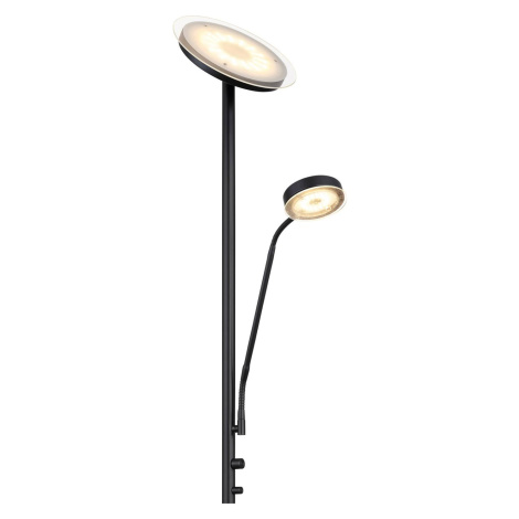 Globo LED stojací lampa Ernst s pružným ramenem, černá