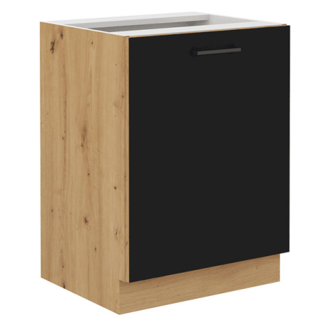 Spodní kuchyňská skříňka, černý mat / dub artisan, Monro 60 D 1F BB Tempo Kondela