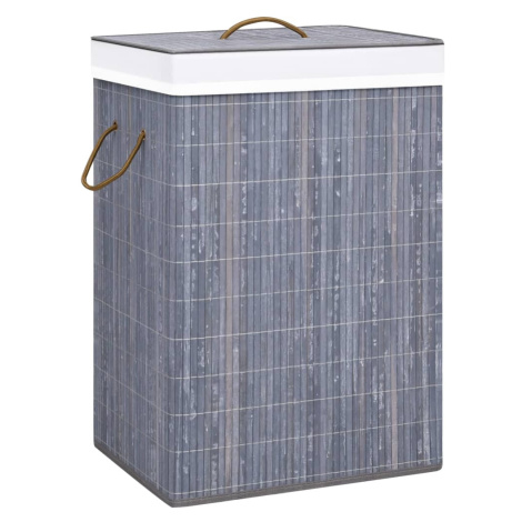 vidaXL Bambusový koš na prádlo se 2 přihrádkami šedý 72 l