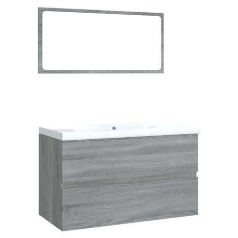 vidaXL Koupelnová sestava šedá sonoma kompozitní dřevo