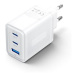 Vention 3-Port USB (C + C + A) GaN Charger (65W/65W/30W) EU-Plug White