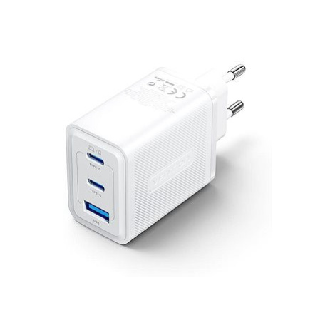 Vention 3-Port USB (C + C + A) GaN Charger (65W/65W/30W) EU-Plug White