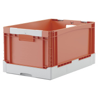 BITO Skládací box EQ, s průchozími rukojeťmi a hladkým dnem, d x š x v 600 x 400 x 320 mm, oranž