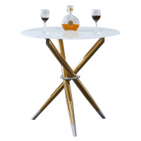 Jídelní stůl/kávový stolek, bílá / gold chrom zlatý, DONIO