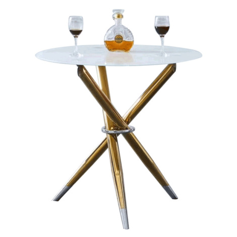 Jídelní stůl/kávový stolek, bílá / gold chrom zlatý, DONIO Tempo Kondela