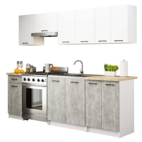 Kuchyňský set OLIVIA 2,4M - bílá/beton Akord