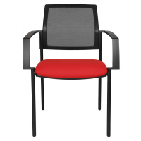 Topstar Síťovaná stohovací židle, 4 nohy, bal.j. 2 ks, červený sedák, černý podstavec