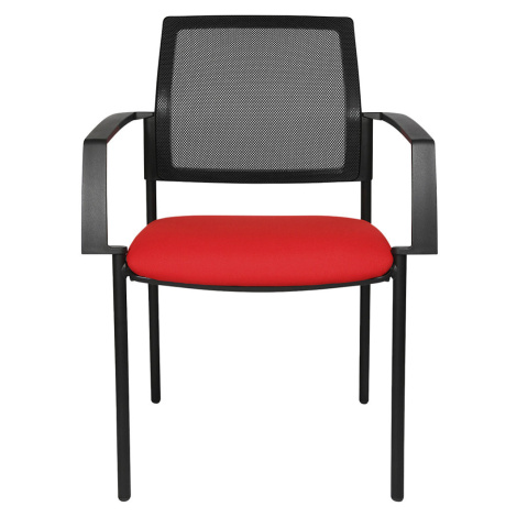 Topstar Síťovaná stohovací židle, 4 nohy, bal.j. 2 ks, červený sedák, černý podstavec