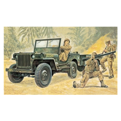 Model Kit military 0314 - Willys MB Jeep with Trailer (1:35) Italeri