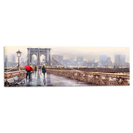 Obraz Styler Canvas Watercolor New York Bridge, 45 x 140 cm