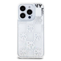 DKNY Liquid Glitter Checkered Pattern Zadní Kryt pro iPhone 15 Pro Transparent