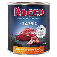 Rocco Classic 6 x 800 g - Hovězí s drůbežími srdíčky