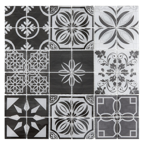 Skleněná mozaika Premium Mosaic černobílá 30x30 cm lesk PATCHWORK300