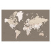 Mapa Earth tones detailed world map with cities, Blursbyai, 40 × 26.7 cm