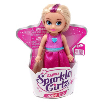 Zuru Princezna Sparkle Girlz malá v kornoutku růžové šaty-blond vlasy