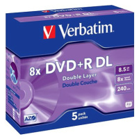 VERBATIM DVD+R DL AZO 8,5GB, 8x, jewel case 5 ks