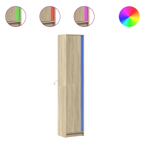 vidaXL Skříň highboard s LED dub sonoma 41,5 x 32,5 x 200 cm kompozit